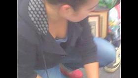 Seducing amateur in jacket horniest downblouse view