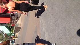 Asian thong in see thru black dress