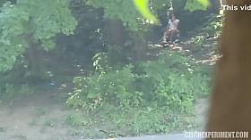 Guy Cums On A Student In The Street