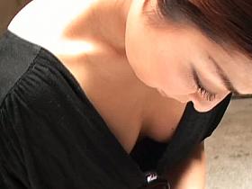 Cute Asian hussy makes for hot down blouse porn