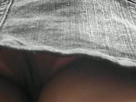 Freckled teen redhead upskirt ass