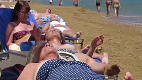 Babe caught topless in Agia Marina, Creta.