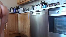 Naked in the kitchen..