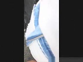 Chubby woman in jeans has her big ass touched by dude&rsquo;s hard co