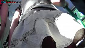 Beautiful upskirt a-hole in cotton panty