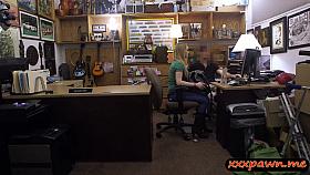 Hot blonde pawns her pussy and nailed in the back office