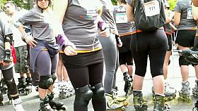 Camera films street candid right in the middle of the street