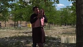 Pain slut orgy fucked in public