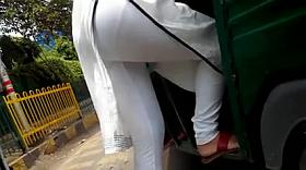 Desi Hot Ass Voyeur white leggings