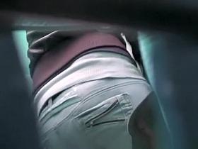 Nice ass blonde secretly filmed in public portable toilet