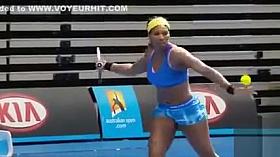 Serena Williams warms up in skintight spandex