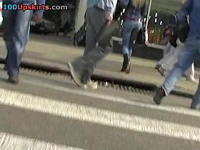 Body-colored panty upskirt