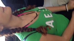 Big boob Mexican on bus