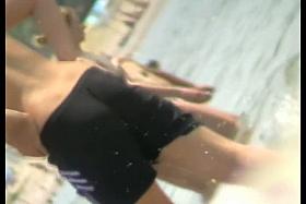 Beach voyeur hunting attractive nudist cooling in the sea