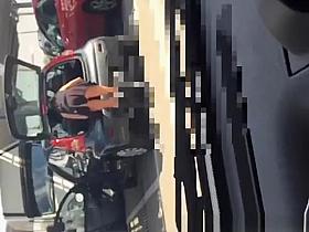 Sexy chick in short skirt no panties