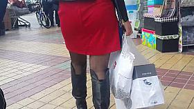 Sexy woman in red dress.