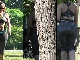 Big ass woman wearing tight sports clothes