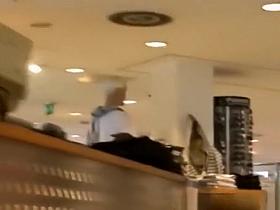 Hot brunette babe in sexy pink short dress