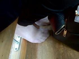 candid nylon bare feet