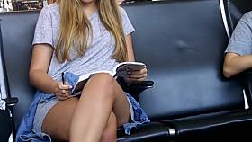 Upskirt before boarding the plane