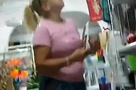 Whale tail peeks out of her trousers