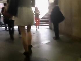 Hot smoking woman gets stalked