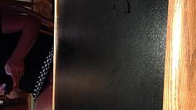 Upskirt no panties at the bar