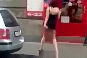 Drunk girl in red panties