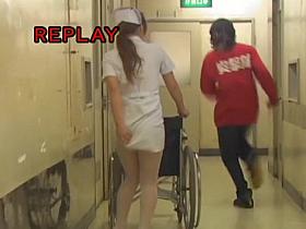 Nurse with the wheelchair gets her uniform dress sharked