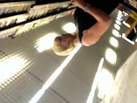 blonde upskirt at supermarket