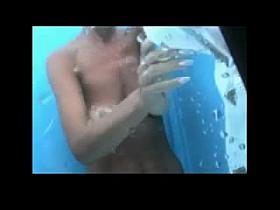 Spying Tan Line Babe in Beach Shower BVR