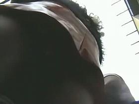 Incredibly juicy ebony ass in an upskirt view