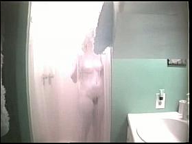Shower spy cam carefully placed to get footage of a tender sweetie.