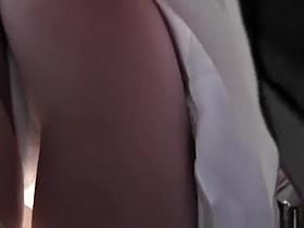 Cute teen bus upskirt