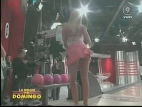 Slutty blonde teen upskirt ass on tv