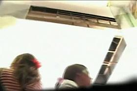 Public video up the short denim skirt of a juicy thong