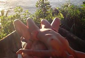 Fucking my small filipina wife on the beach in Mexico.