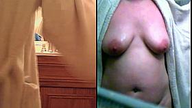 Wife jiggles her tits on 2 Hidden Cams