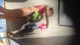 girl changing swimsuit