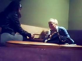 He shows his balls to girls at the coffee shop