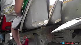 Hawt cutie flashed upskirt on the bus