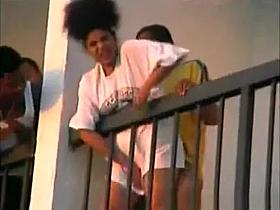 Sex on hotel balcony