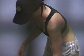 Brunette in voyeur porn