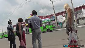 Upskirt porn with amateur blonde with a bubble butt