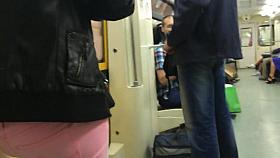 Public cumshot on girls jacket