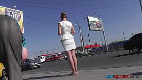 Strange MILF accidently takes part in upskirt porno