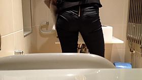 My sister's friend is peeing in our bathroom