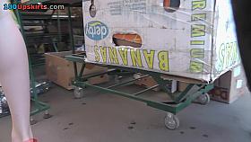 Hot g-string of a sexy chick seen in free upskirt video