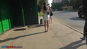 Peeking up petticoat of a random gal