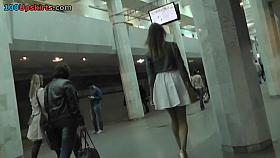 Quick peek of lengthy haired beauties upskirt